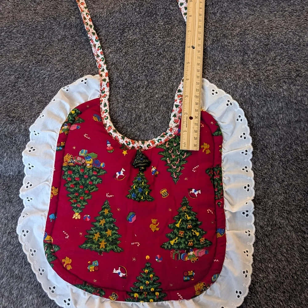Christmas baby bib with white border